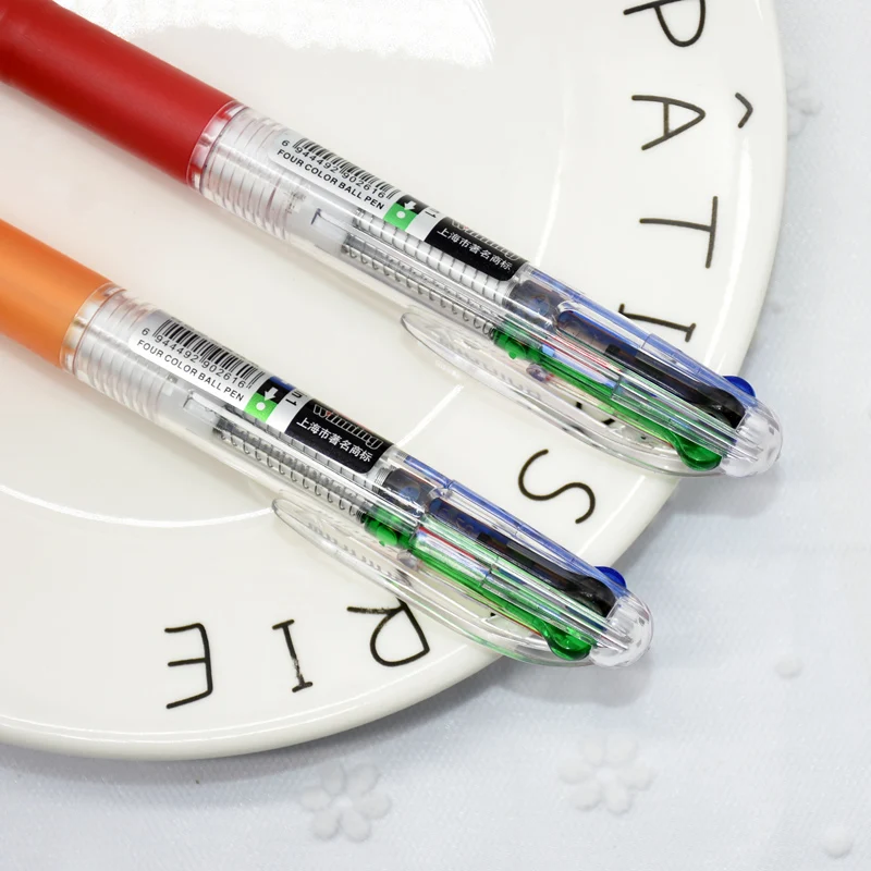 4pcs Red blue black green four color writing pen 0.7mm signature plastic ballpoint school office stationery | Канцтовары для офиса
