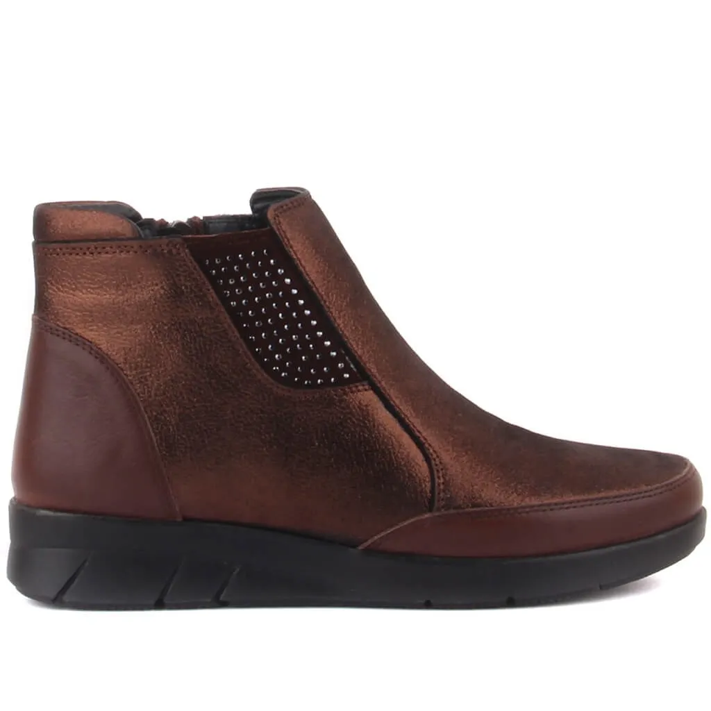 

Sail Lakers-Copper, Brown Color Zipper Female Boots