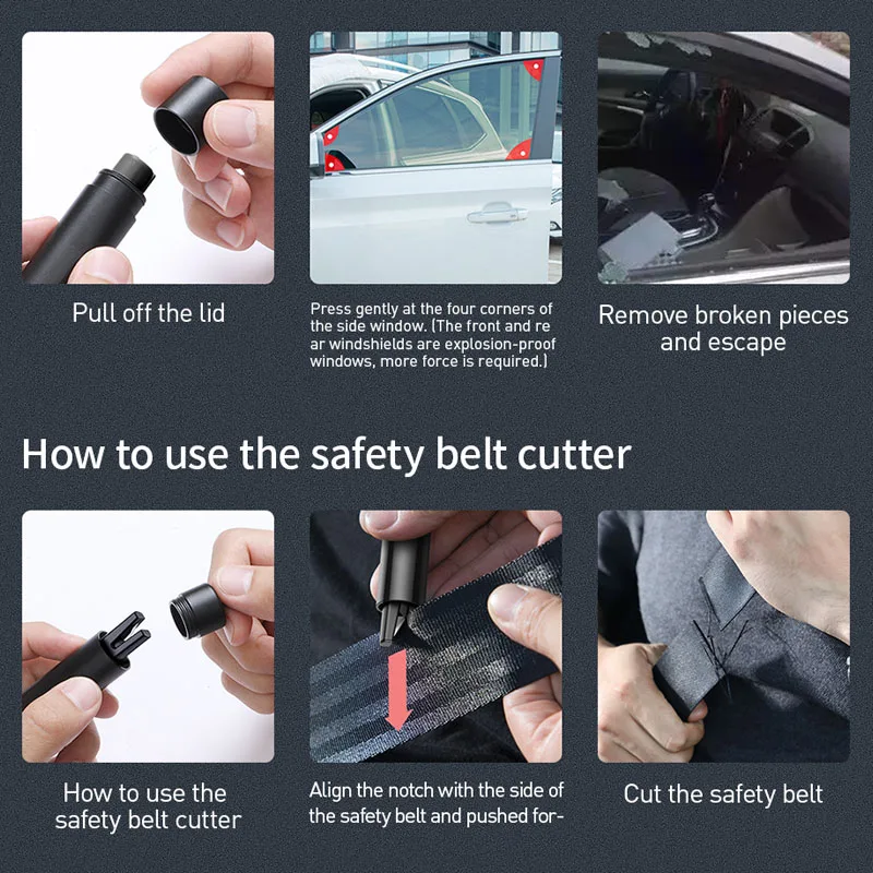Baseus Car Safety Hammer Mini Safety Hammer Emergency Glass Breaker Window Seat Belt Cutter Life-Saving Escape Hammer Blade Tool images - 6