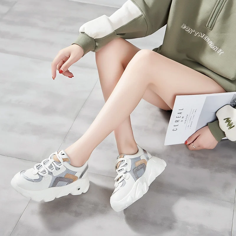 

Rizabina Size 35-40 Women Real Leather Sneakers Fashion Cool Thick Bottom Shoes Women Mix Color Vacation Footwear