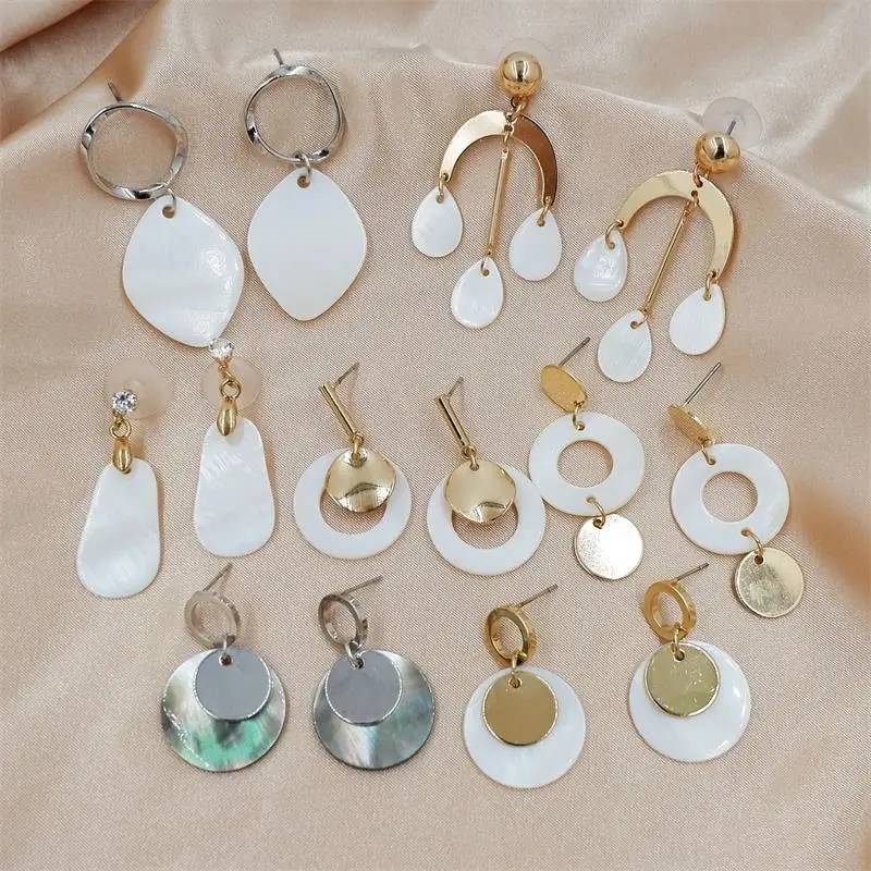 Женские серьги в виде морских ракушек модные золотистые круглые висячие