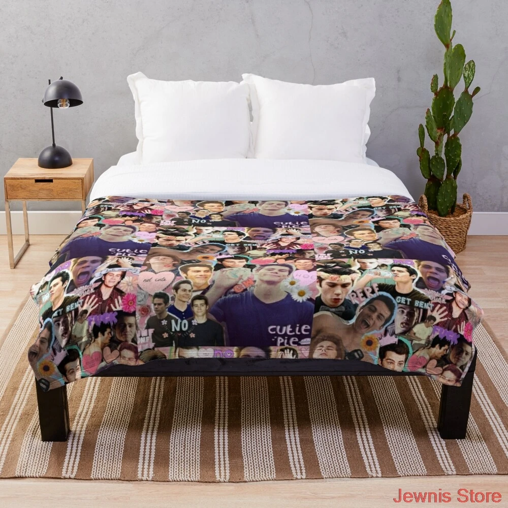 

Dylan O Brien collage Throw Blanket Sublimation Covered Blanket Bedding Flannel for Children and Adult Bedrooms Decor