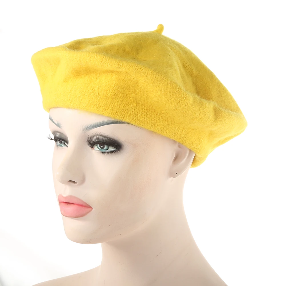 Повседневный Женский однотонный Теплый Зимний берет для девушек облегающая