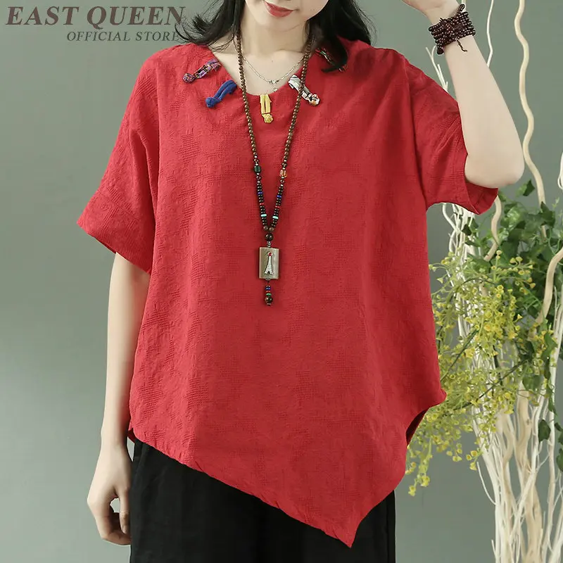 Одежда в китайском стиле Женская Асимметричная летняя футболка женская новая