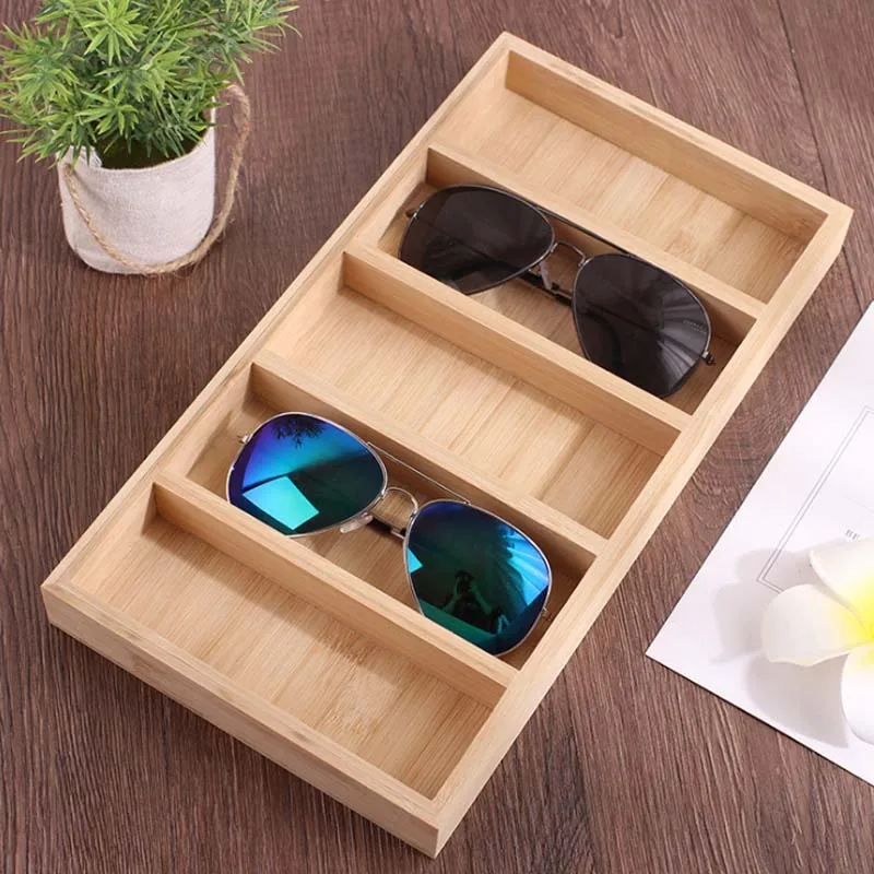 4/5/6-Tiers Bamboo Sunglasses Display Wooden Vertical Eyewear Organizer Display Stand Showcase Eyeglasses Holder