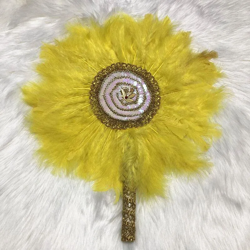 Модный веер в нигерийском стиле с фиолетовыми перьями и блестками свадебный для