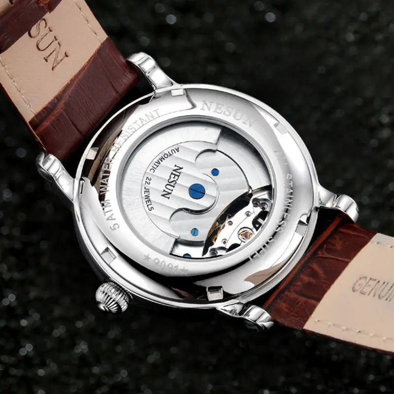 Швейцарский скелетоны Nesun часы с турбийоном мужские роскошные брендовые