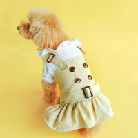 pet dog clothes for spring summer thin trench coat princess dress two styles pet clothing with button puppy dress lovers costume