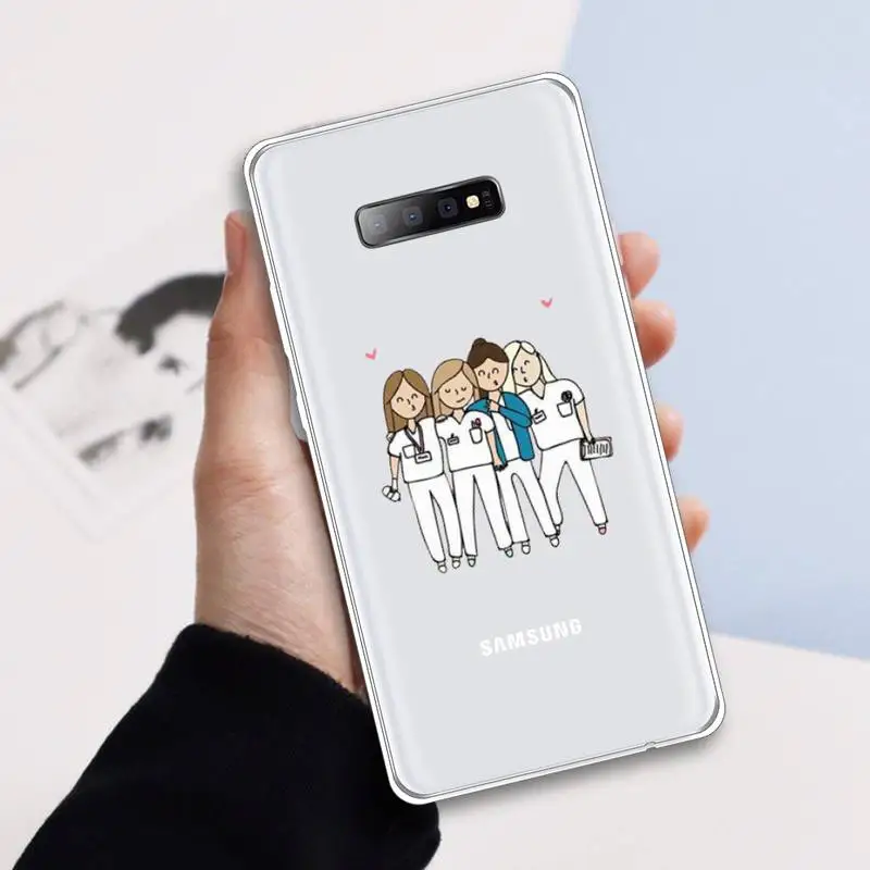 

Medicine cartoon Doctor Nurse Phone Case Transparent For Samsung Galaxy A 71 21s S note 8 9 10 plus 20 ultra
