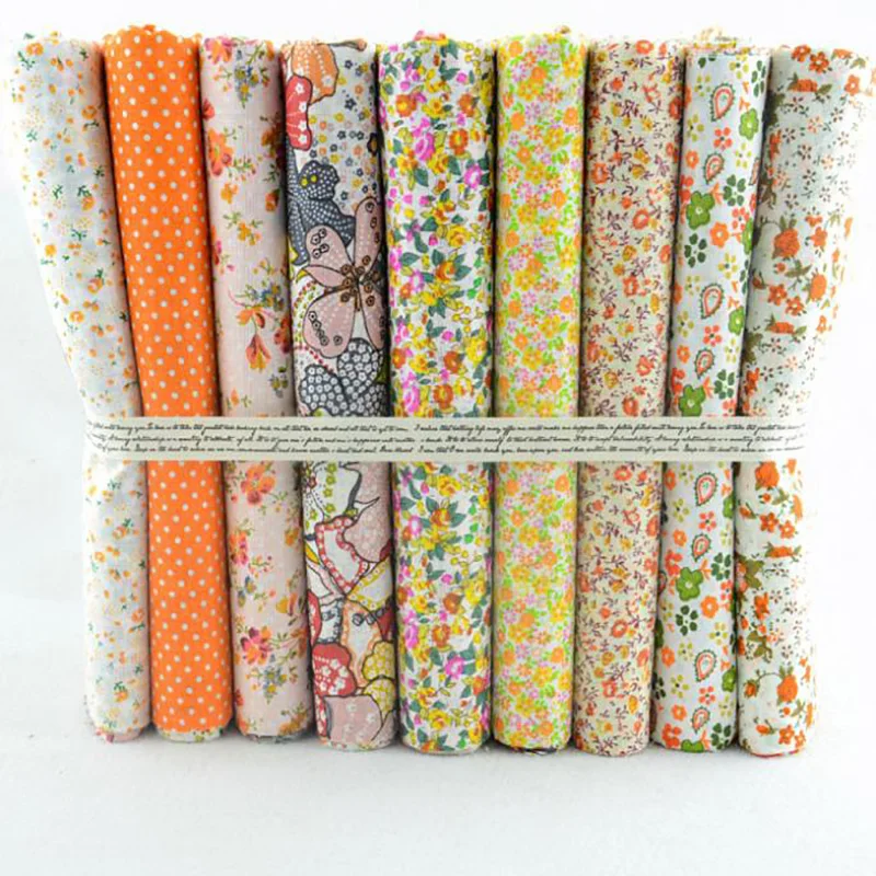 Booksew 50x50CM 9 Pieces &quotFresh Yellow Floral&quot Cotton Fabric Fat Quarters Quilting Scrapbooking Patchwork Tilda cloth|fat quarters|patchwork