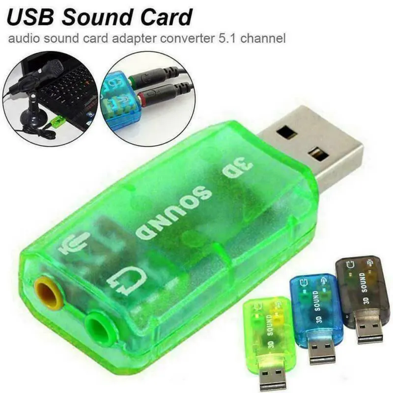 5 1 канальный USB внешний Аудио Звуковая карта микрофон Запись Динамик Наушники