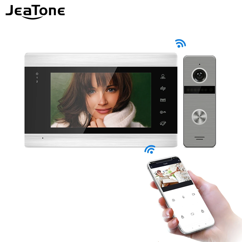 JeaTone Tuya Smart App 7 Inch Video Door Phone WiFi Intercom for Multi-Apartments Security with Remote Control, Motion Detection