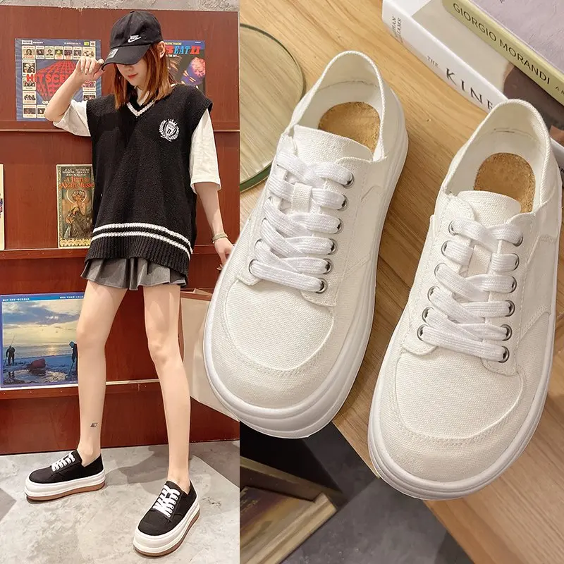 

Кроссовки женские холщовые, классические, Вулканизированная подошва, Повседневная модная обувь, увеличивающие рост