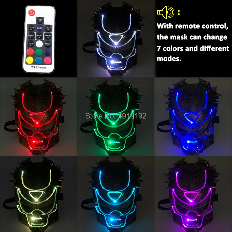 Cool Newest Party Mask with Remote Control LED Colorful Transform Plastic Optical Fiber For Glow Supplies | Дом и сад