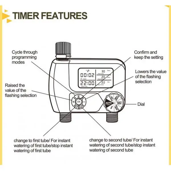 

Home Water Timer Kit Controller Garden Hose Waterproof Irrigation Tool (US)