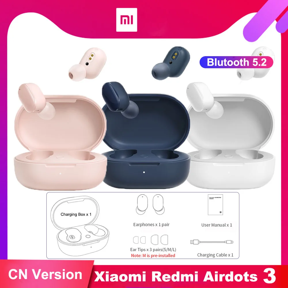 

Xiaomi Redmi AirDots 3 Original Earphone Hybrid Vocalism Wireless Bluetooth 5.2 Mi True Wireless Headset CD-level Sound Quality