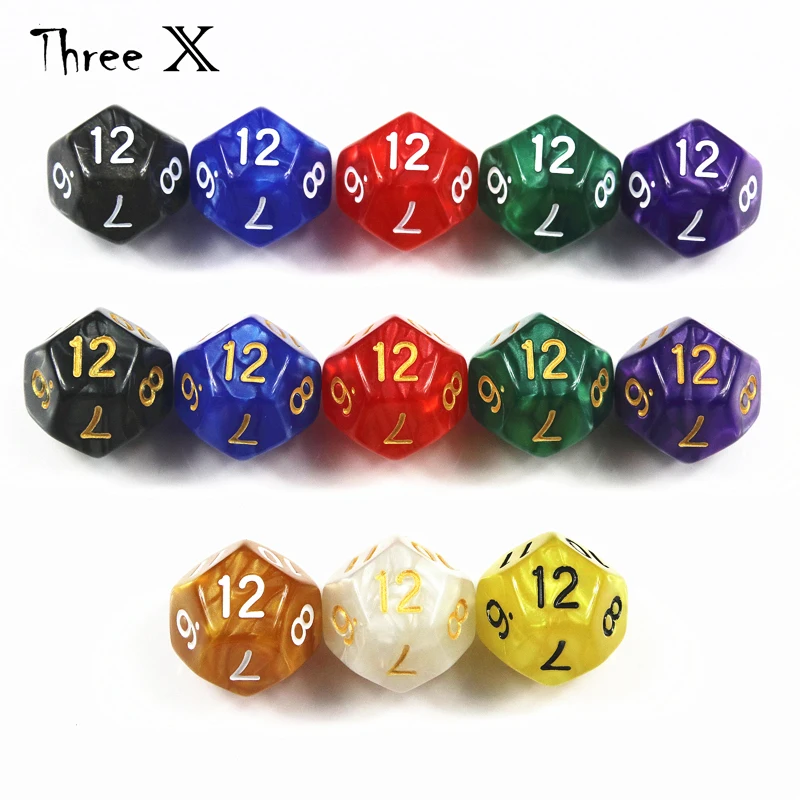 Высшее качество 10 шт. TRPG перламутровый эффект D12 игральные кости для DND 12 боковых