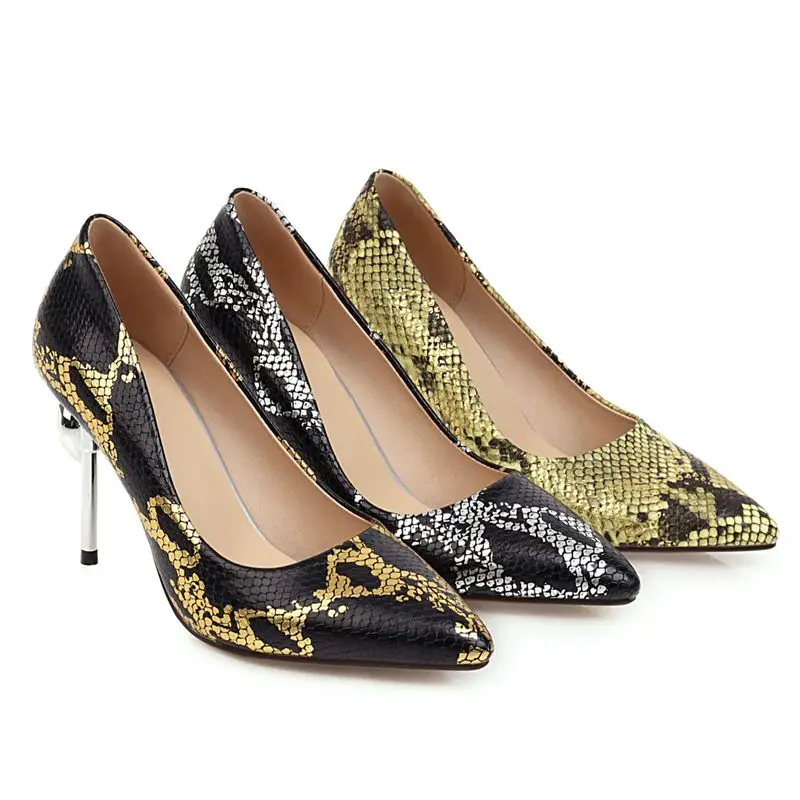 

AGODOR Snake Print Pumps Super Thin High Heel Pumps for Women Pointed Toe Pumps Women Shoes Sexy Dress Party Pumps Size 33-48