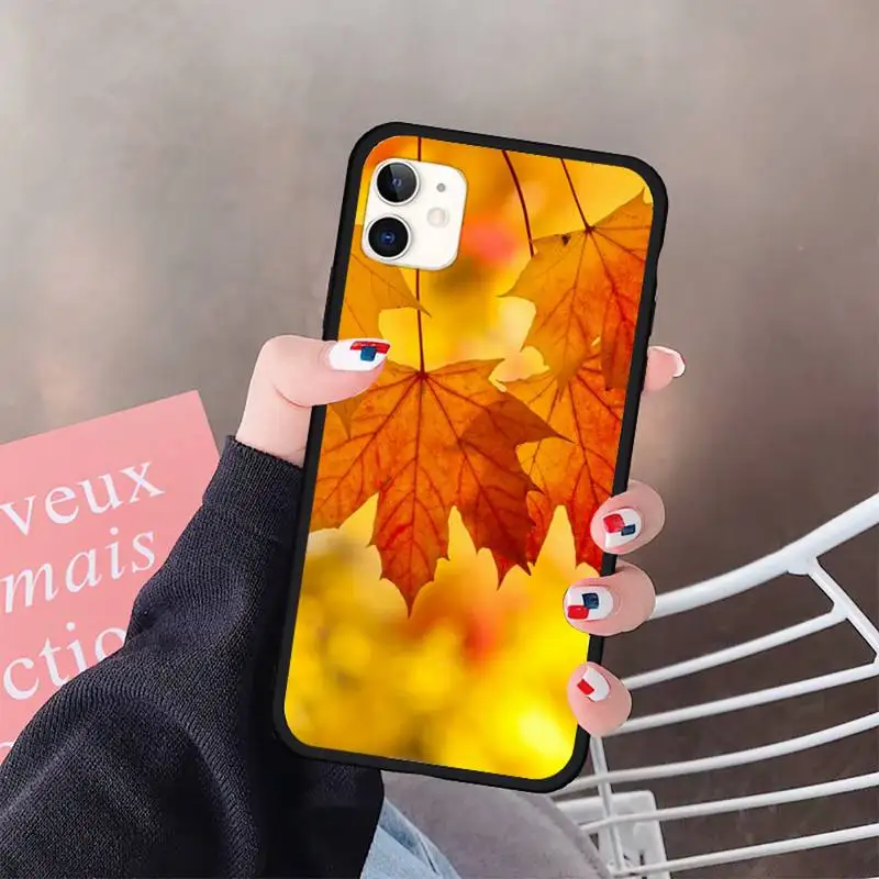 

Autumn falling leaves maples luxury design Phone Case shell for iPhone 11 12 pro XS MAX 8 7 6 6S Plus X 5S SE 2020 XR