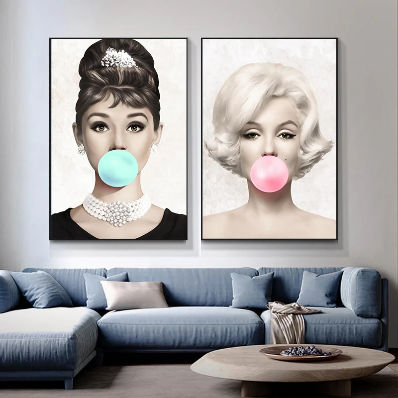 

Canvas Painting Famous Star Wall Art Bubble Printing Marilyn Monroe Poster Home Decor for Bedroom Pictures Decorative Paintings