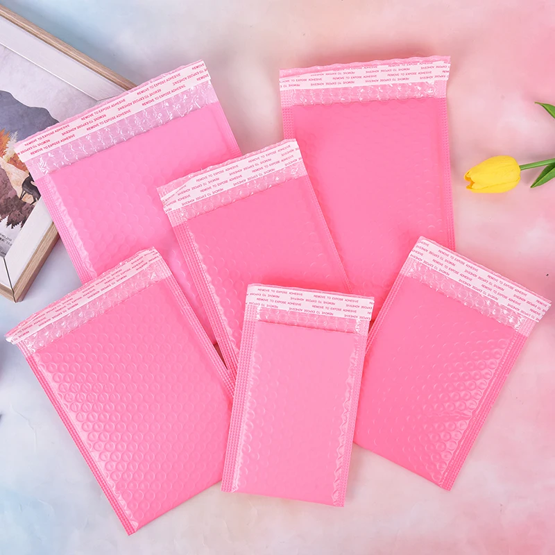

10 Pcs Poly Bubble Envelope Pink Mail Packaging Bags Self Seal Padded Courier Bags Waterproof Shipping Bags Mailers