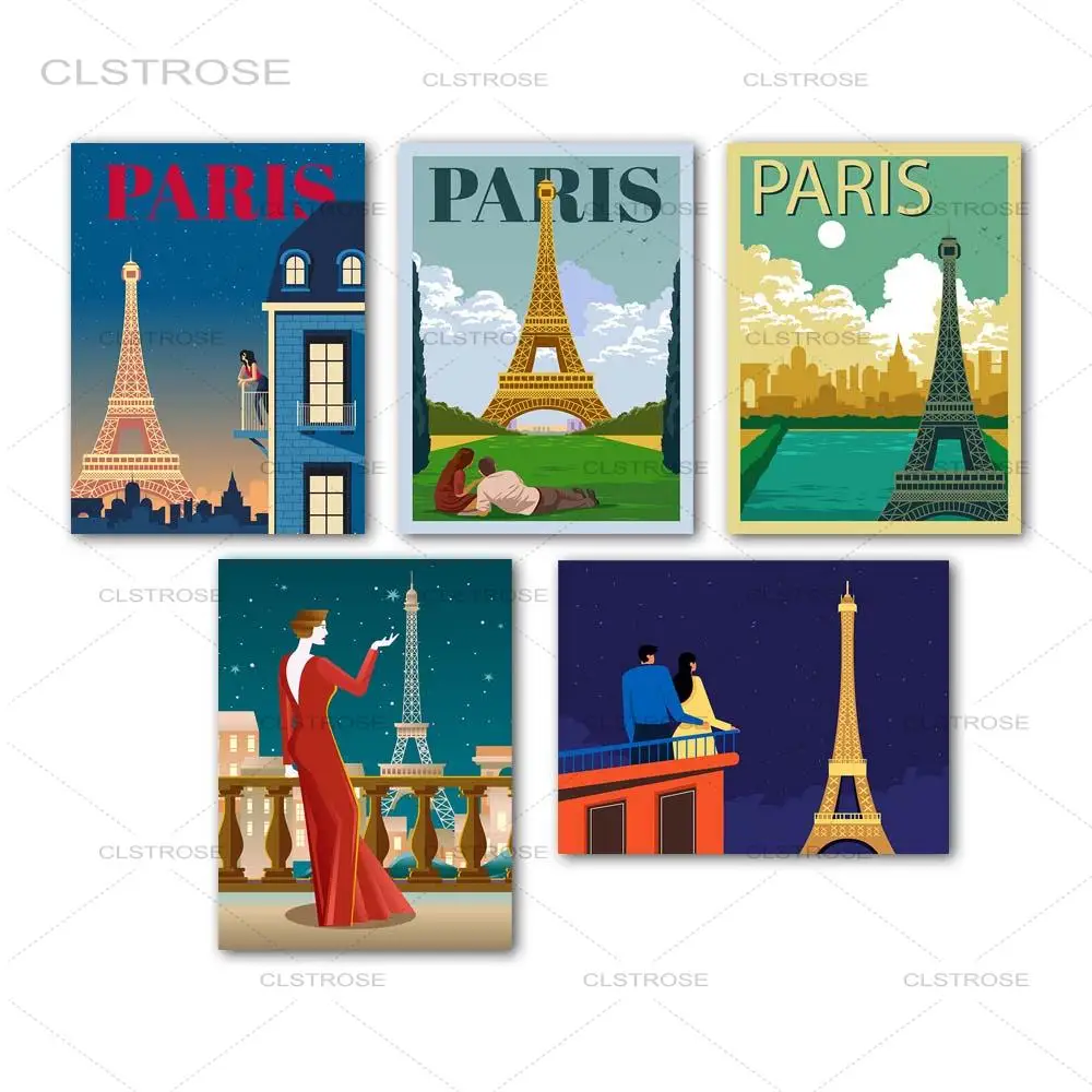 

Paris At Night Paris Tower Balcony Women Wall Art Canvas Painting Nordic Posters And Prints Wall Pictures for Living Room Decor