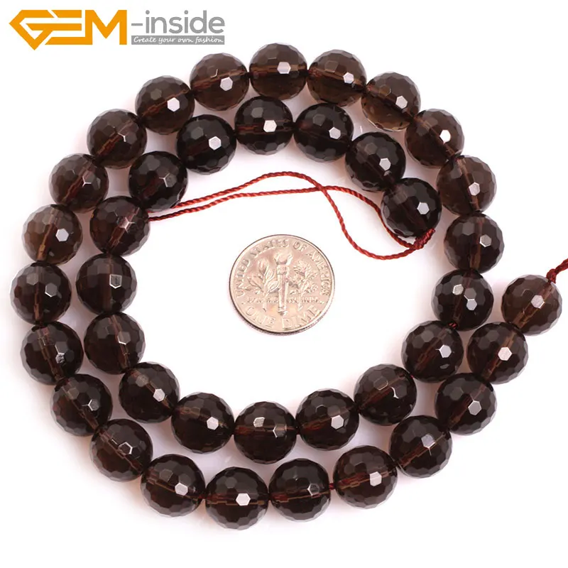 Круглый натуральный граненый дымчатый кварц класса AAA бусины для изготовления