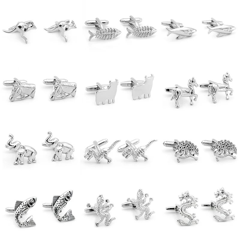

Запонки для рубашки для мужчин и женщин, роскошные милые Серебристые аксессуары в виде животных, для костюма, Подарочные ювелирные украшени...
