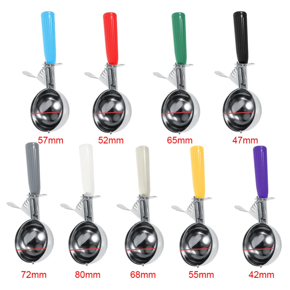 

Stainless Steel Ice Cream Scoops Fruit Mash Scoop Spoon Ice Cream Ball With Plastic Handle Colher Sorvete Kitchen Accessories