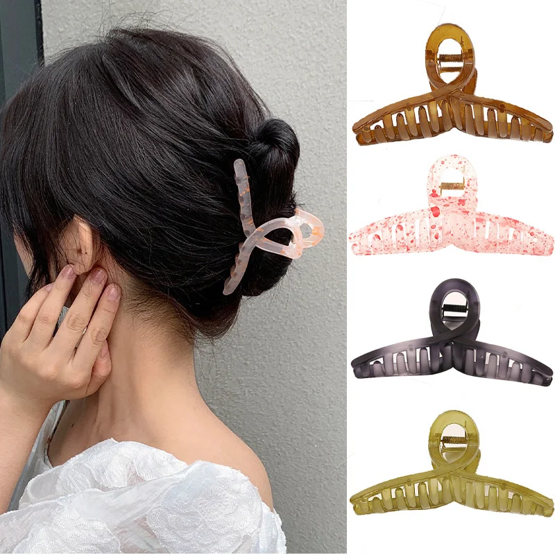 

Elegant Transparent Sequins Hair Claw For Women Korean Plastic Crab Hair Clip Girls Hair Accessories Gradient Hairpins Headwear