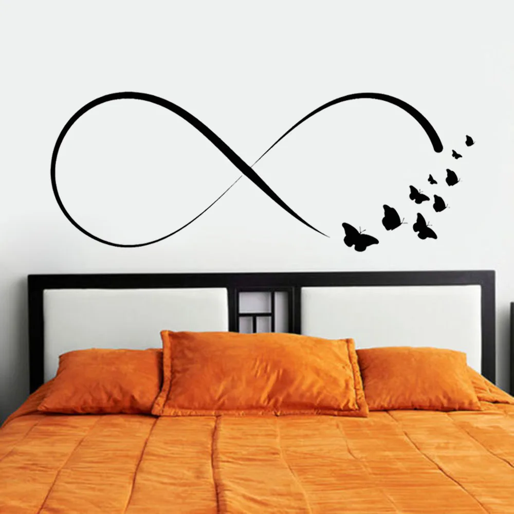 

Infinity Love Butterflies Wall Stickers Bedroom Woman Room Romantic Decor Art Murals Removable Self Adhesive Home Decor