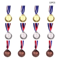 12pcs spelling bees gold silver bronze game photo props party favors sports day zinc alloy award medal gifts prizes