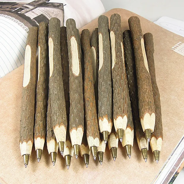

10pcs Creative Vintage handmade wooden Environmental ball pen twig ballpoint pen nice gift school office supplies stationery