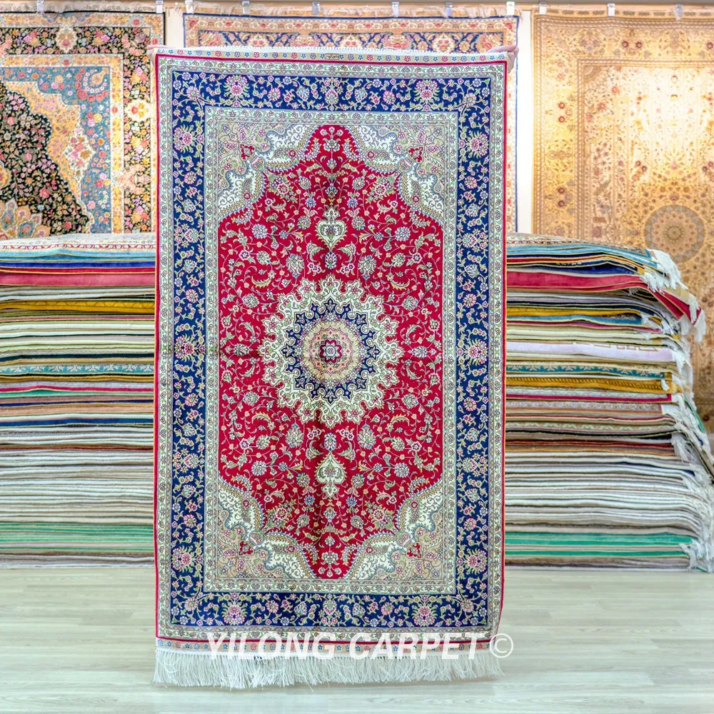 

3'x5' Persian Pattern Handmade Silk Carpet Hand Knotted Area Rug (TJ219A)