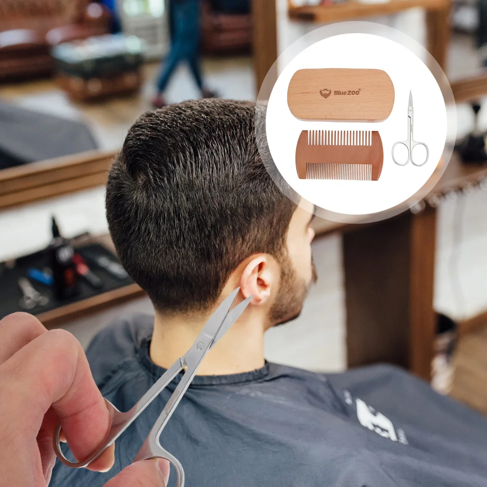 

1 Set of Beard Comb Care Suit Portable Beard Comb Beard Brush Beard Trim Set