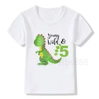 Динозавр на день рождения футболка на день рождения Детская футболка с принтом вечерние рубашка динозавр подарок Модная одежда для маленьких мальчиков