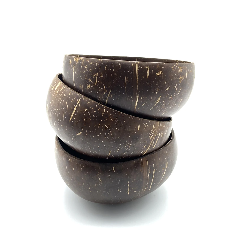 

12-15cm Natural Coconut Bowl protection wooden bowl Wood tableware Spoon Set coco smoothie Coconut Kitchen Environmental