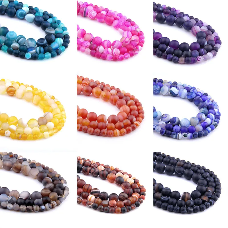 Разноцветные матовые Бусы из камня Агата В Натуральную полоску 4 6 8 10 12 мм