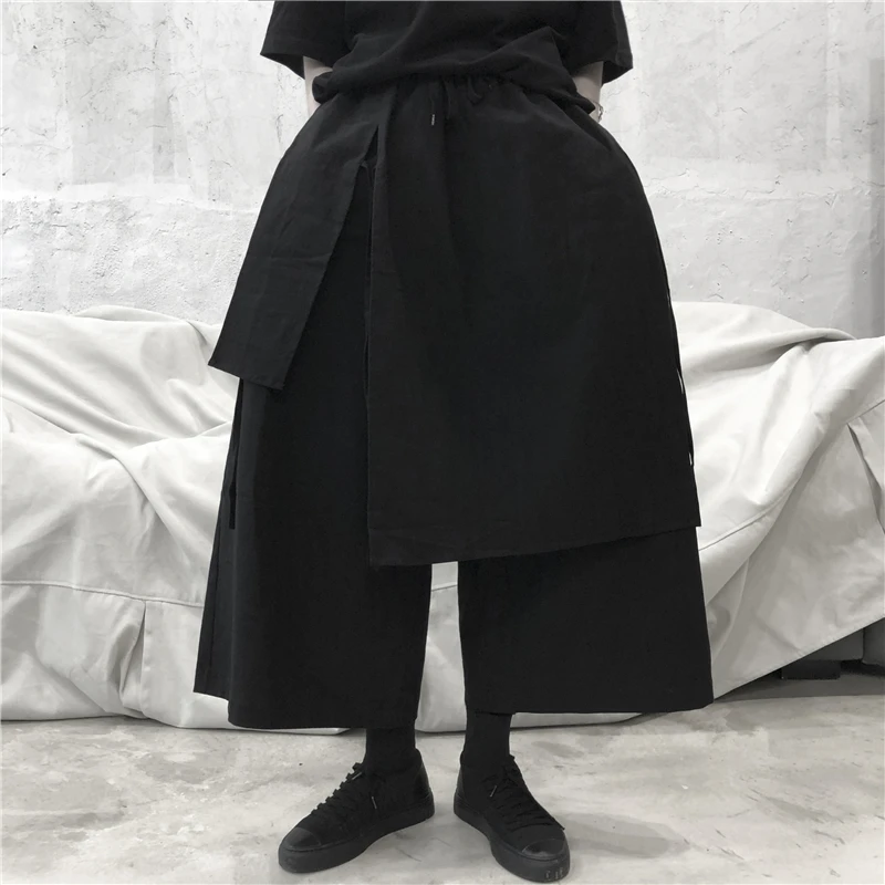 UMI MAO Yamamoto Wind Dark Design Sense Black Nine-point Pants Wide-leg Pants Men Women Couple Loose Pants Skirt Befree Pantalon