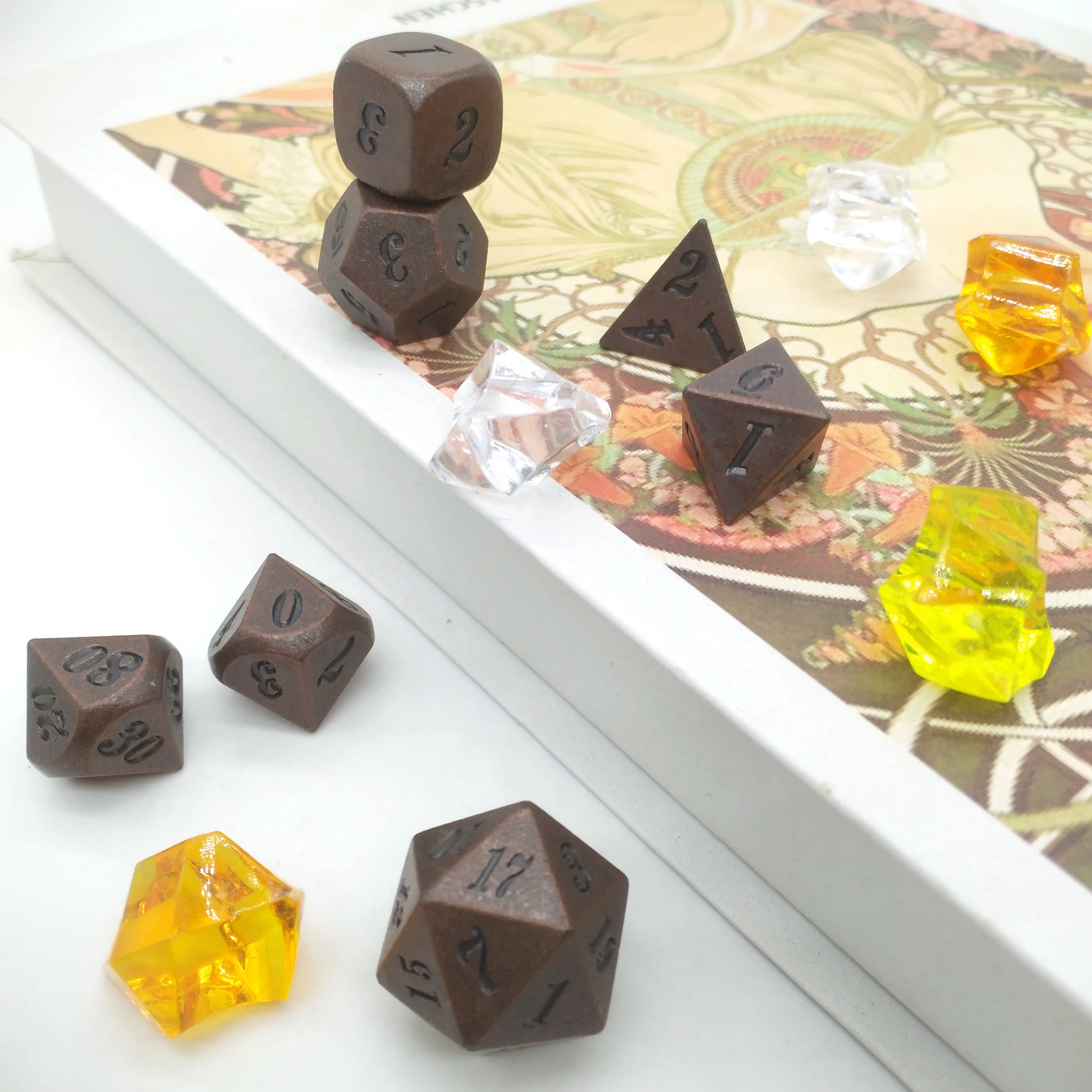 TITAN металлические игральные кости DnD комплект (старый Медь Цвет 7) кисть для бровей