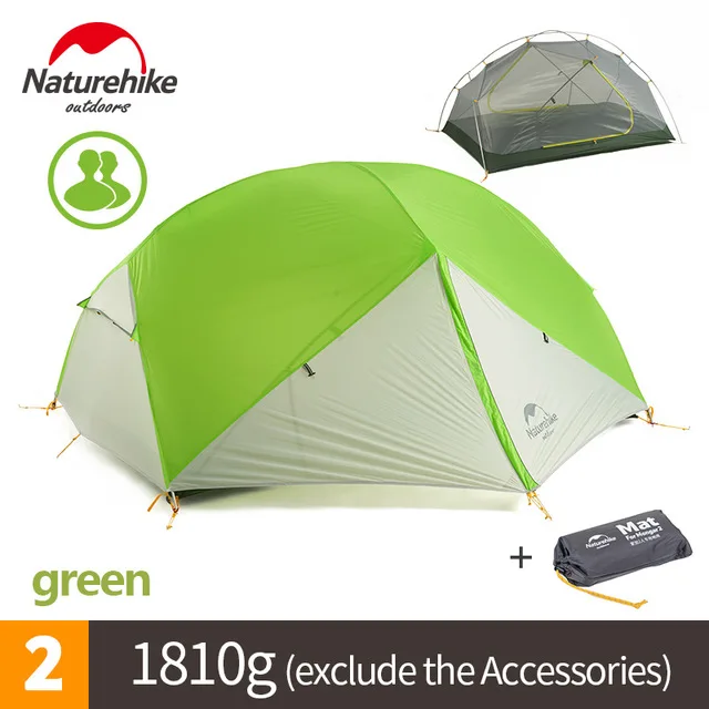 Палатка Naturehike Mongar туристическая ультралегкая на 2 человек 3 сезона 20D силиконовая