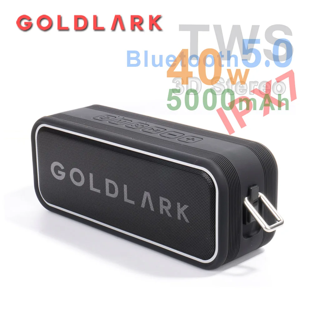 

Bluetooth-Колонка GOLDLARK портативная беспроводная, 40 Вт, IPX7, NFC