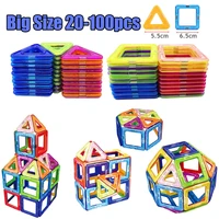 100 20pcs big size magnetic constructor designer magnet blocks triangle square bricks model building toy for children gifts