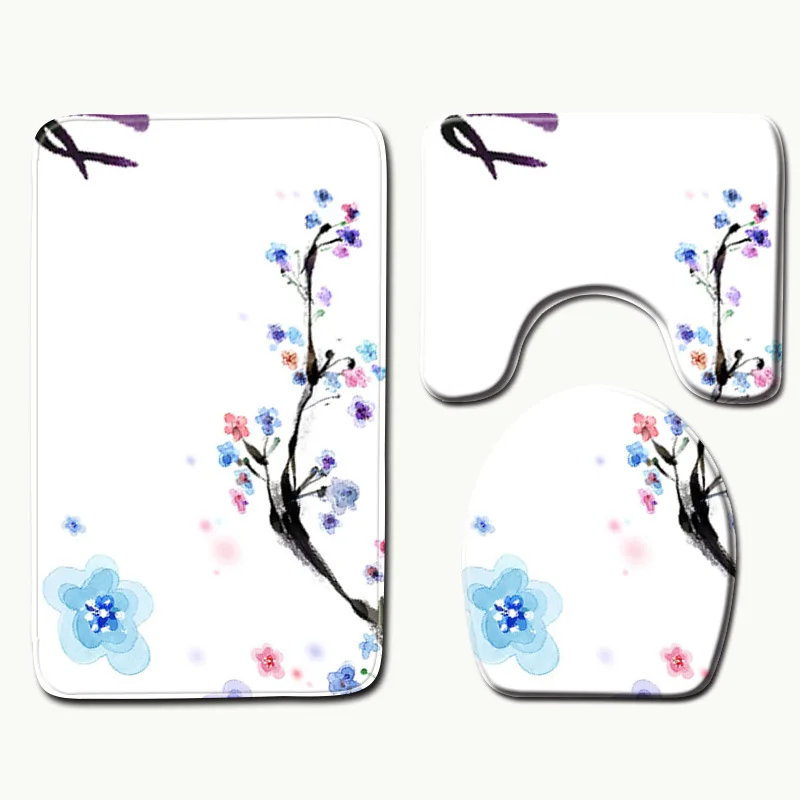 Zeegle с цветочным принтом Ванная комната коврик из микрофибры ковер Нескользящие