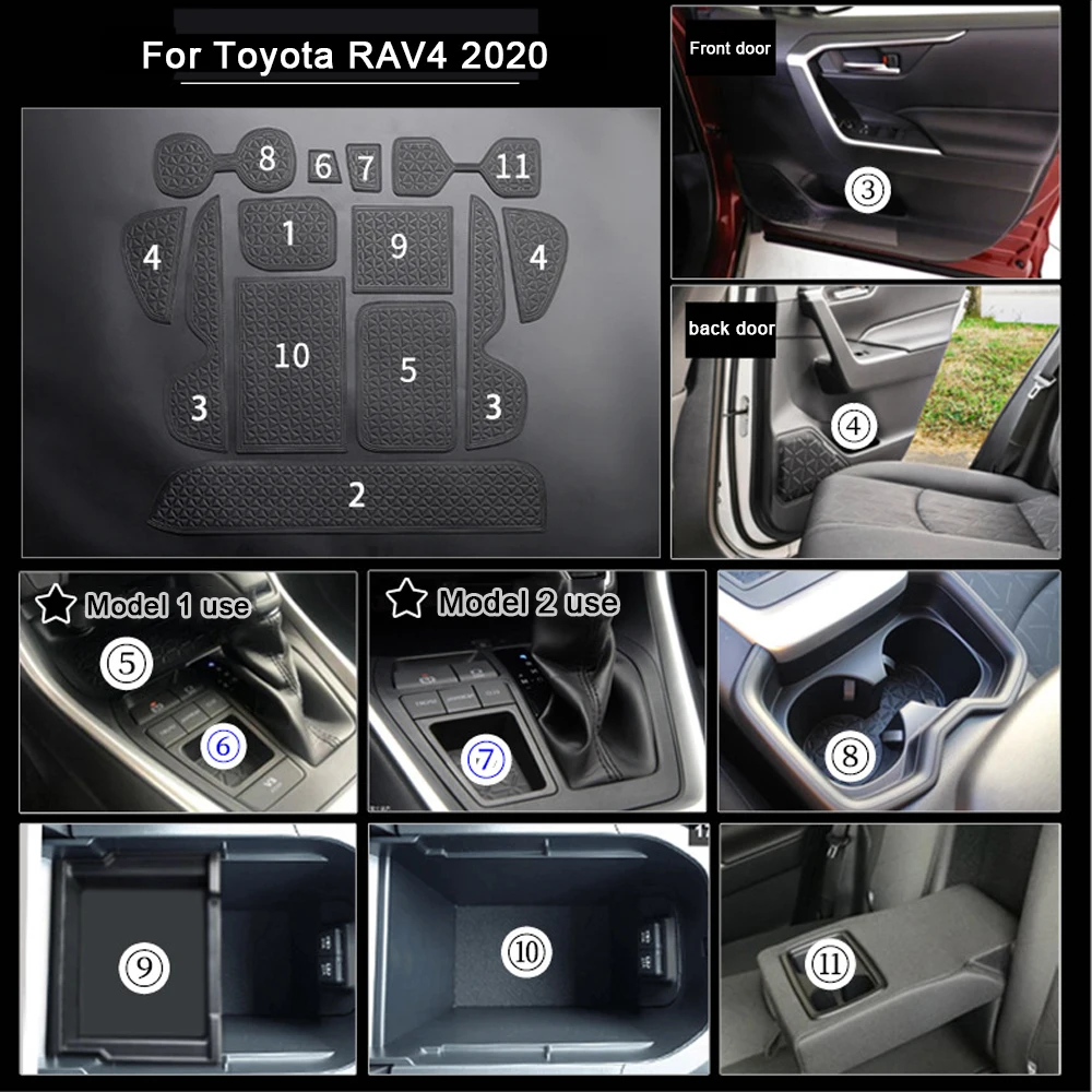 

Car Door Groove Mat For Toyota RAV4 2020 PU Leather Car Anti Slip Mat Covers Cup Pad Interior Accessories 15pcs