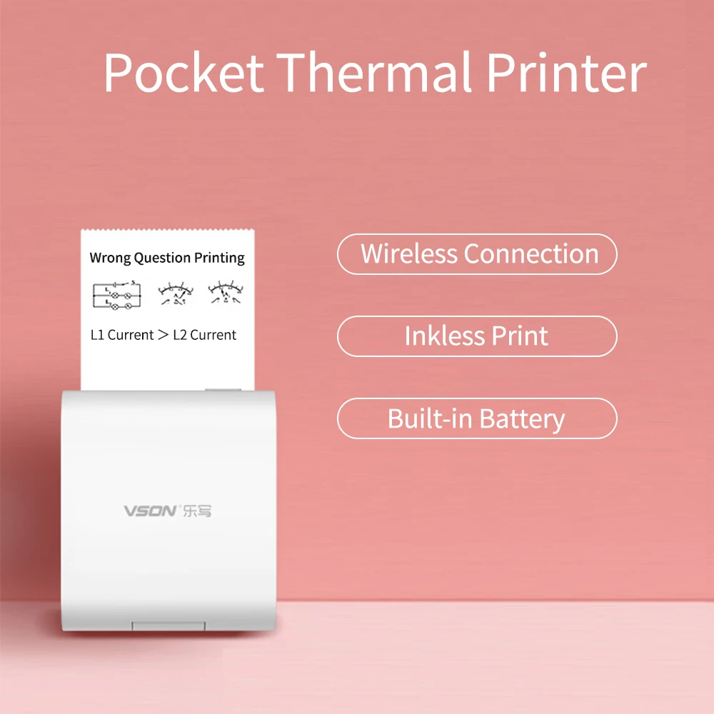 Миниатюрный карманный термопринтер BT беспроводной принтер совместимый с Android iOS