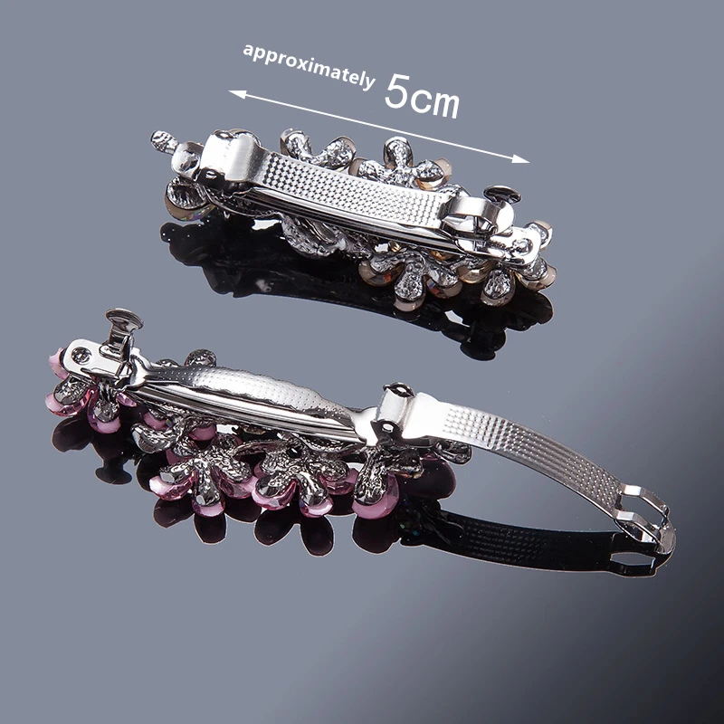 

Ladies Rhinestone Flower Butterfly Spring Clip Top Clip All-match Hairpin Headdress Ponytail Hair Ornament
