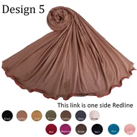 redline d05 cotton diamond shawl stretchy jersey hijab scarf with rhinestone one side red line for muslim women 2020 netherlands