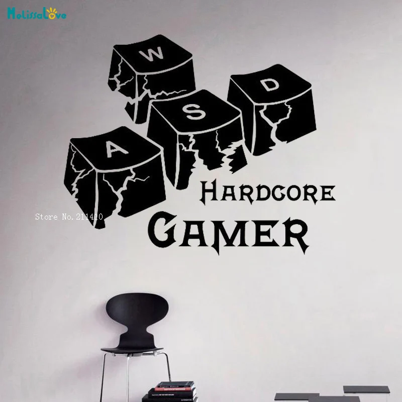 Жесткие игровые настенные наклейки WASD клавиатура клавиши игровая комната знак