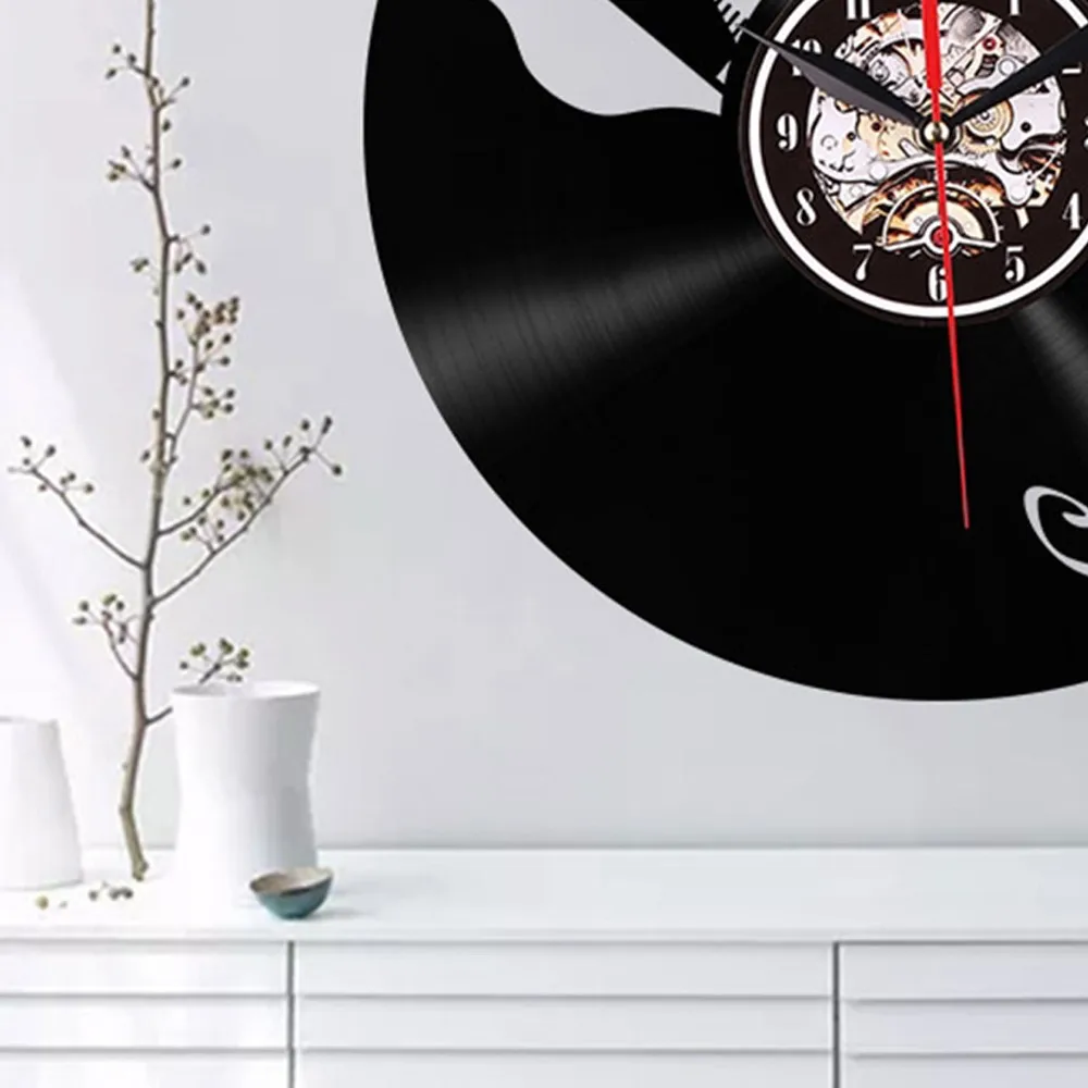 Современный дизайн винтажные 3D часы светодиодный виниловый дисплей настенные